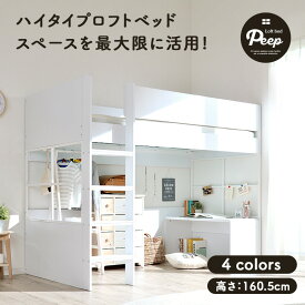 【ポイント5倍！20日0:00〜23:59】意匠登録申請中【ミニデスク付き】ハイタイプ ロフトベッド Peep(ピープ) S 5色対応 システムベッド システムベット ロフトベッド ロフトベット システムデスク ミドル デスク 棚 収納 机付き おしゃれ シンプル