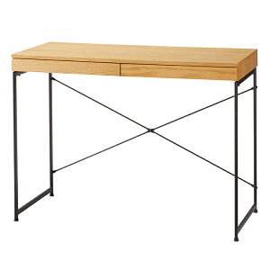 【ポイント7倍!30日限定】スチールx木目 引出し付きデスク 2色展開 ナチュラル ブラック デスク ワゴン 机 学習机 スライドレール式 スチール脚 パソコンデスク 一人暮らし リビング