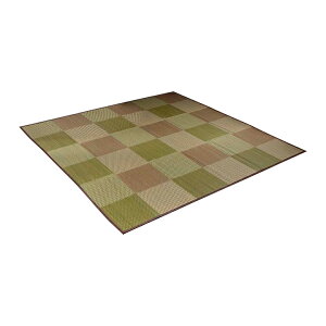 ござ ナチュラル い草カーペット ピーア 本間8畳 382x382cm おしゃれ 花ござ 花茣蓙 い草 い草ラグ 市松柄 上敷き 両面 正方形 涼やか 防カビ 防臭 モダン