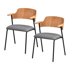 【ポイント5倍】椅子 おしゃれ ダイニングチェア Francis 2脚セット 2色対応 いす デザインチェア カフェチェア 肘付き アイアン モダン 組立式 座面 麻生地 クッション性