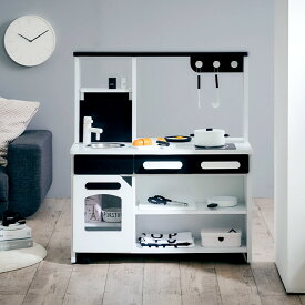 【組立品/ワイドタイプ/ボウル＆シール付】お店屋さんにもなる ままごとキッチン core+(コアプラス) モノトーン Monotone 木製 お店屋さんごっこ ままごとセット ごっこ遊びトイ レジスター キャスター付き