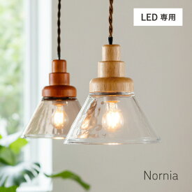 【ポイント9倍!今晩20時開始】ペンダントライト シーリングライト 1灯 LED電球専用 天井照明 吊り下げ灯 北欧 ガラス製 Nornia(ノルニア) 2色対応 キッチン 照明器具 木製 おしゃれ ダイニング リビング カフェ インテリア 食卓