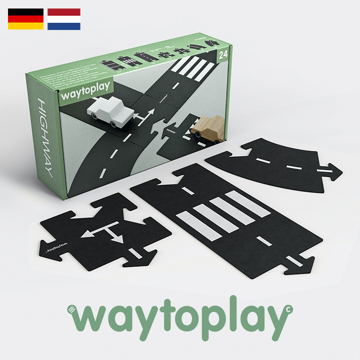 正規輸入品 Waytoplay Highway 24 Pieces オランダ発 子供 メーカー公式ショップ 小学生 プラレール好き おうち遊び 室内遊び 海外 くるま どうろ 輸入 玩具 ベビー おもちゃ キッズ 道路 こども 車