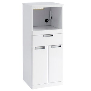 【ポイント7倍!30日限定】【完成品/コンセント付き】鏡面ホワイト レンジ台 幅49cm Nアクア Bタイプ レンジラック レンジ収納 レンジボード スライド式 50幅 幅50 食器棚 台所 キッチン ロータ