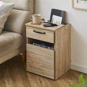 【ポイント9倍!今晩20時開始!】サイドテーブル ごみ箱収納 テーブル ダストボックス 幅36cm ナイトテーブル コンセント付き フラップ収納 カフェテーブル マガジンラック ミニデスク 収納
