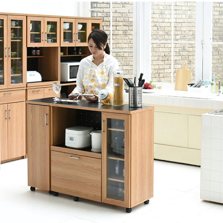 楽天市場】ケイッティオ キッチンカウンター 食器収納付き 扉付き 