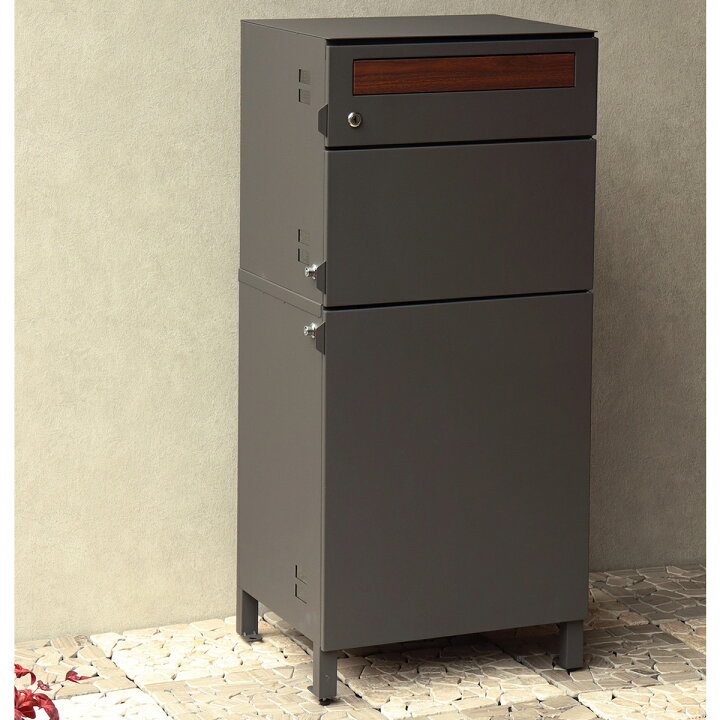 楽天市場】宅配ボックス付ポスト Gian 宅配2段タイプ 幅46.5cm 奥行 