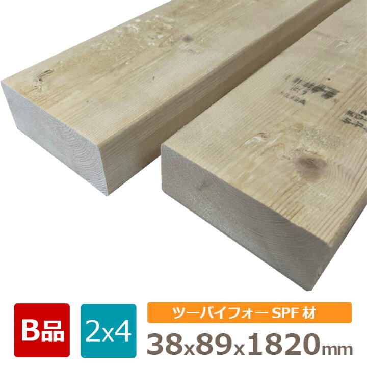 楽天市場】【B品】SPF ツーバイ材 2×4材 木材 カット約38x89x1820(ミリ 