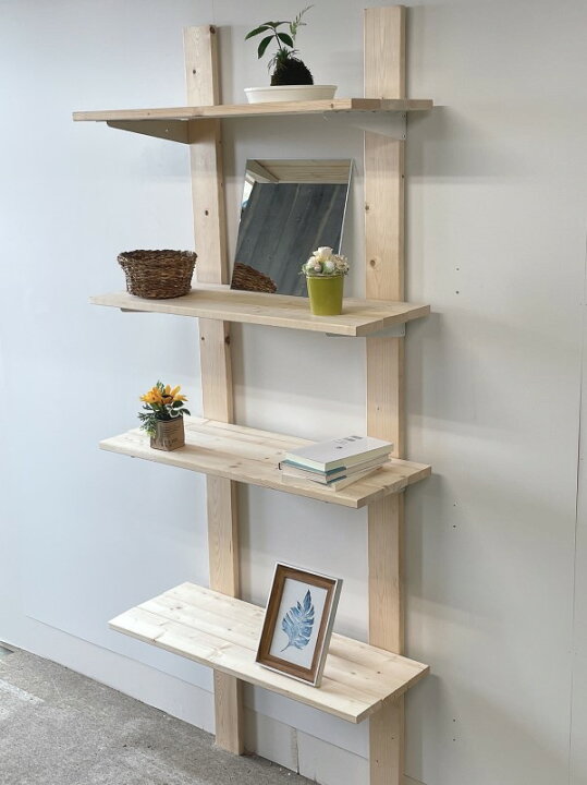 楽天市場 スタンドバー 6 壁面収納 4段セット ロング 以下セット内容 Stand Bar 6 X 1 P ブラケットロング X 4 P 1x4 Spf材 柱用 長さ10mm X 2 本 1x4 Spf材 棚用 長さ 750mm X 12本 Diy木材センター