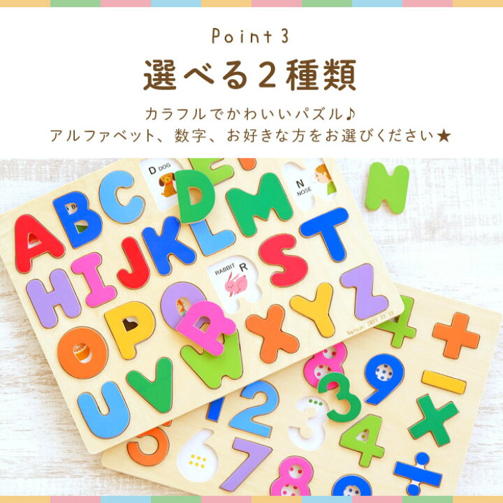 楽天市場 3歳 誕生日プレゼント 知育 パズル 知育玩具 数字 おもちゃ 木のおもちゃ 名入れ 名前入り 名入り 贈り物 ギフト 木のパズル 文字のおけいこ かわいい 玩具 英語 えいご 木 アルファベット 木製 男の子 女の子 子供 室内 遊び おすすめ 出産祝い 敬老の日