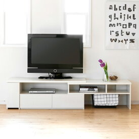 【2000円OFF!12/4 20時~】伸縮テレビボード テレビ台 おしゃれ コーナー ローボード テレビボード 伸縮 テレビラック TV台 TVボード 32型 40型 50型 木製 収納 白 ホワイト 引き出し 扉付き シンプル 北欧 モダン おしゃれ家具 インテリア かわいい フェミニン