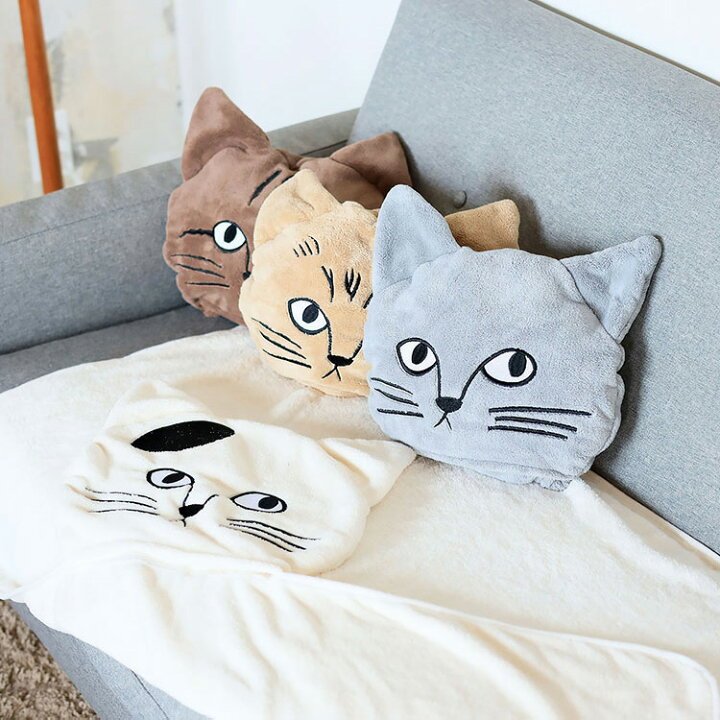 楽天市場 松尾ミユキ Cat Face Blanket Towel 松尾みゆき ブランケット ひざ掛け 毛布 タオルケット タオル クッション 動物 猫 ねこ ネコ キャットイラスト 刺繍 雑貨 おしゃれ かわいい ギフト 誕生日プレゼント 女性 子供 車 在宅 テレワーク 冷房 防寒 3way 収納付