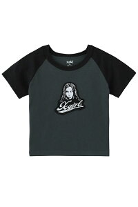 X-girl �G�b�N�X�K�[�� 105261011009 FACE EMBROIDERED PATCH RAGLAN S/S BABY TEE �x�r�[T�V���c CHACOAL ���K�ʔ� ���f�B�[�X