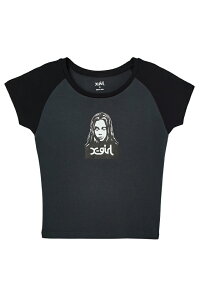 X-girl �G�b�N�X�K�[�� 105262011001 FACE RAGLAN S/S BABY TEE �x�r�[T�V���c CHACOAL ���K�ʔ� ���f�B�[�X
