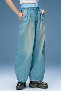 X-girl �G�b�N�X�K�[�� 105262031017 TUCK WIDE LEG DENIM PANTS �^�b�N���C�h�f�j���p���c LtINDIGO ���K�ʔ� ���f�B�[�X