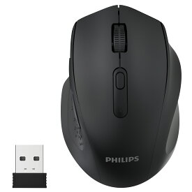 【在庫一掃！3,980→1,980円！】国内正規品 PHILIPS ワイヤレスマウス Bluetooth&2.4GHz両対応 静音タイプ 5段階DPI調整 瞬時接続 無線マオス 7ボタン 進む/戻るボタン 省電力 Windows/Mac/iOS/Android多機種対応 軽量 ブラックSPK7547