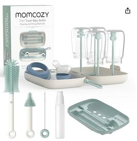 【Momcozy】7in1 哺乳瓶ブラシセット 哺乳瓶洗い 赤ちゃん用ボトルクリーナーキット 7点セット 哺乳瓶乾燥ラック 多機能クリーナー BPAフリー 食品グレードPP（家庭用＆旅行用）