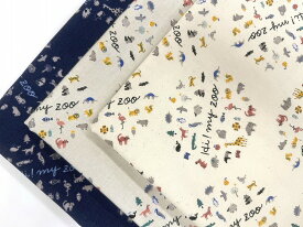 【HI! MY ZOO】 ハイマイズー 綿　プリント　生地　小さな動物たち　新柄 生地幅110cm　≪商用利用可≫　綿100％