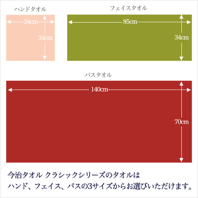 今治タオルクラシックシリーズのタオルはサイズが選べます
