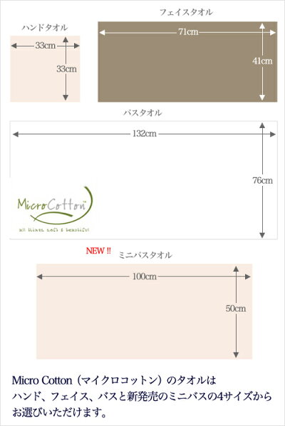 マイクロコットン(MicroCotton)のタオルはサイズが選べます