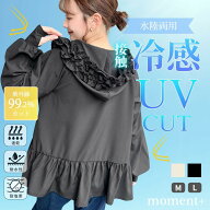 【予約/新作】UVカット 水陸両用 接触冷感 速乾 フリル ペプラム フード パーカー レディース ラッシュガ…