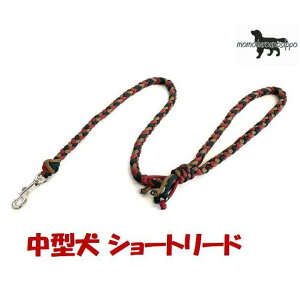 PARACORD LEAD パラシュートコード 中型犬ショートリード(カラー:A ダークグリーン&エンジ&ブラウン)中型犬リード 送料無料(ポスト投函便)