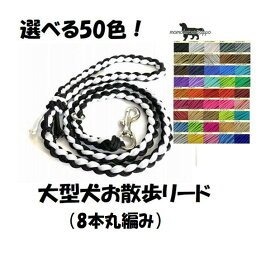 PARACORD LEAD パラシュートコード 選べる50色！ お散歩リード（ライン編み） 大型犬リード 8本丸編み 送料無料（ポスト投函便）