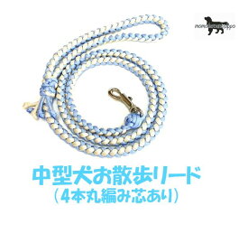 PARACORD LEAD パラシュートコード お散歩リード カラー：A アクアブルー・パパイヤ 中型犬リード 送料無料（ポスト投函便）