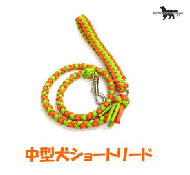 PARACORD LEAD パラシュートコード ショートリード（カラー：C オレンジ＆スプリンググリーン）中型犬リード 送料無料（ポスト投函便）