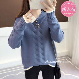 ニットセーター レディース 秋冬 40代 トップス 長袖 厚手 ニットソー Vネック 韓国風 ショート丈 ニットトップス ゆったり セーター 通勤 着痩せ