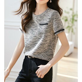 Tシャツ レディース 40代 夏新作 オシャレブラウス 配色 Tシャツ 半袖トップス レションTシャツ 大人 通勤 韓国風 30代 50代