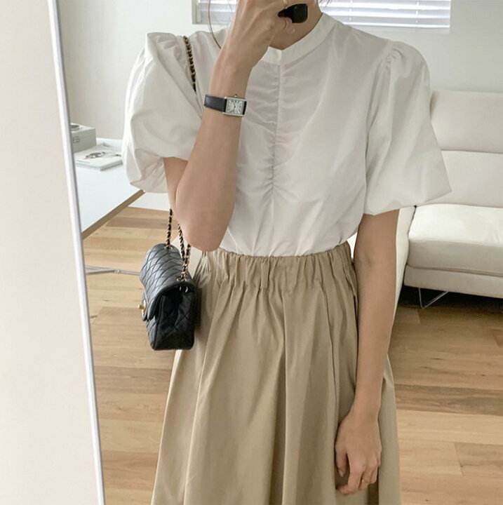 楽天市場 セットアップ レディース 40代 春夏 セットアップ オシャレ 通勤 半袖ブラウス白 パフスリーブ ロング丈aライン フレアスカート 韓国風上下セット カジュアル 着痩せ 大人 上下別々販売 Ms Momo 楽天市場店