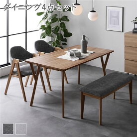 ＼P8倍／ ダイニング 4点 セット ダイニングテーブル ＋ ダイニングチェア 2脚 ＋ ベンチ 約幅140cm アッシュグレー 天然木 木製 食卓 食卓テーブル リビングテーブル パーソナルチェア リビングチェア 食卓椅子 ダイニングベンチ インテリア家具 ダイニングセット 組立品