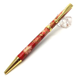 日本製 ハンドメイド ボールペン/文房具 【しだれ桜 赤色】 美濃和紙 友禅紙 0.7mm 文具 オフィス用品 ステーショナリー