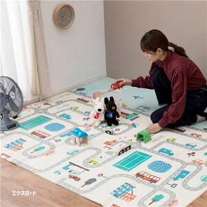 【本日ポイント8倍 0のつく日】 フロアマット 約148×196cm CT折 折りたたみ 撥水 軽量 リバーシブル 水拭き可 防音対策 クッションプレイマット エクスロード(代引不可)