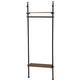 ＼3%OFFクーポン対象／ 突っ張り ハンガーラック 幅70×奥行24×高さ187〜264cm ブラウン スチール 高さ調節 棚板2枚 ハンガーポール 組立式