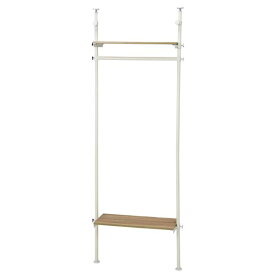 ＼3%OFFクーポン対象／ 突っ張り ハンガーラック 幅70×奥行24×高さ187〜264cm ホワイト スチール 高さ調節 棚板2枚 ハンガーポール 組立式