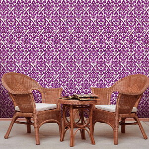 【ポイント7倍!水曜定休セール】 超厚手 2.5m巻 リメイクシート 壁紙シール ”premium” ウォールデコシート P-WA404 ダマスク柄 パープル