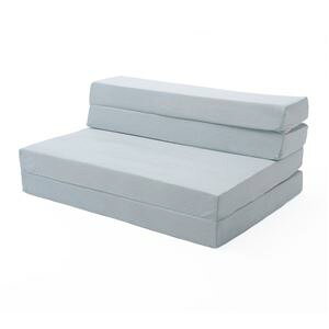 【ポイント7倍+買い回りP】 折りたたみ ソファー マットレス (ダブル ブルー) 幅140cm 厚み10cm 本体:日本製 ウレタンフォーム 〔リビング 寝室〕(代引不可)