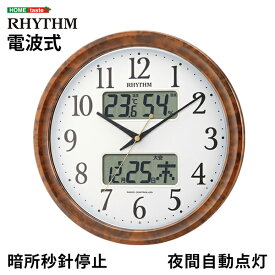シチズン温度・湿度計付き掛け時計（電波時計）カレンダー表示 暗所秒針停止 夜間自動点灯 メーカー保証1年｜ピュアカレンダーM617SR