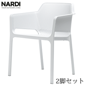 ＼ポイント10倍！5のつく日+E勝利／ プラスチックガーデンチェア　ネットチェアー　ホワイト　NAR-C04W（2脚セット）