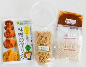 味噌作りキット（初心者向け）出来上がり470g用 容器付き（打ち豆100g,乾燥米麹120g,塩50g） 手作り 味噌づくり 材料 セット