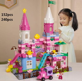 人形+基礎板6枚+高級収納ボックス付き ピンク ブロックブロックおもちゃ プリンセス お城 キャッスル LEGO互換 レゴ互換 知育 女の子 クリスマスプレゼント 教材 卒業祝い 誕生日のプレゼント