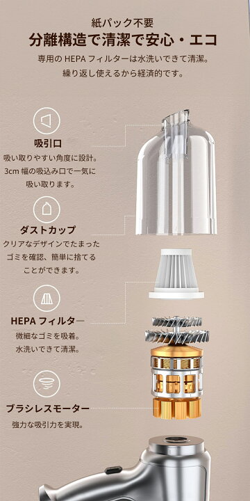 楽天市場】ハンディクリーナー コードレス 車 掃除機 車載 クリーナー 車用掃除機 吸引力 強力 ブロワー付き 水洗い コードレスクリーナー ミニ掃除機  小型掃除機 ハンディ ハンドクリーナー 充電式 小型 カークリーナー コンパクト 隙間掃除 ワイヤレス掃除機 軽量 ...