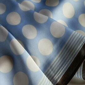 スカーフ 　大人可愛い水玉柄　シンプル スカーフ　ブルー　水色　ドット柄　ラインストライプ　訳あり商品
