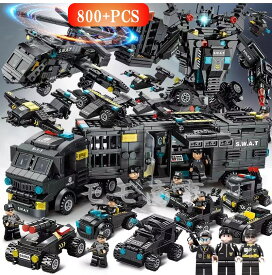 【SWAT16体プレゼント】レゴブロック 互換品 LEGO ミニフィグ SWAT 800+PCS 51変 ロボコップ 装甲車 戦闘機 スワットチーム プレゼント 送料無料 誕プレ ミニフィギュア