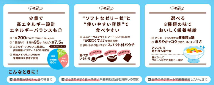楽天市場】明治メイバランス ソフトJelly200シリーズ 8種類セット アソート “区分4 かまなくてよい” 【3980円以上購入で送料無料】【介護 食品 栄養補助 飲料 明治 ゼリー栄養 補助 調整 濃厚流動食 おやつ デザート】 : 介護食品専門店ももとせ 楽天市場】明治メイバランス ソフトJelly200シリーズ 8種類セット アソート “区分4 かまなくてよい” 【3980円以上購入で送料無料】【介護 食品 栄養補助 飲料 明治 ゼリー栄養 補助 調整 濃厚流動食 おやつ デザート】 : 介護食品専門店ももとせ