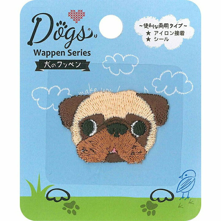 楽天市場 ドッグス シールワッペン パグ シールアイロン接着 両用 Dog018 手芸 キャラクター 保育園 幼稚園 アップリケ ハンドメイド かわいい 大人 子供 こども 女の子 男の子 入園 入学 イヌ ワンちゃん 犬 ペット 手作り 桃山富子の店 楽天市場店