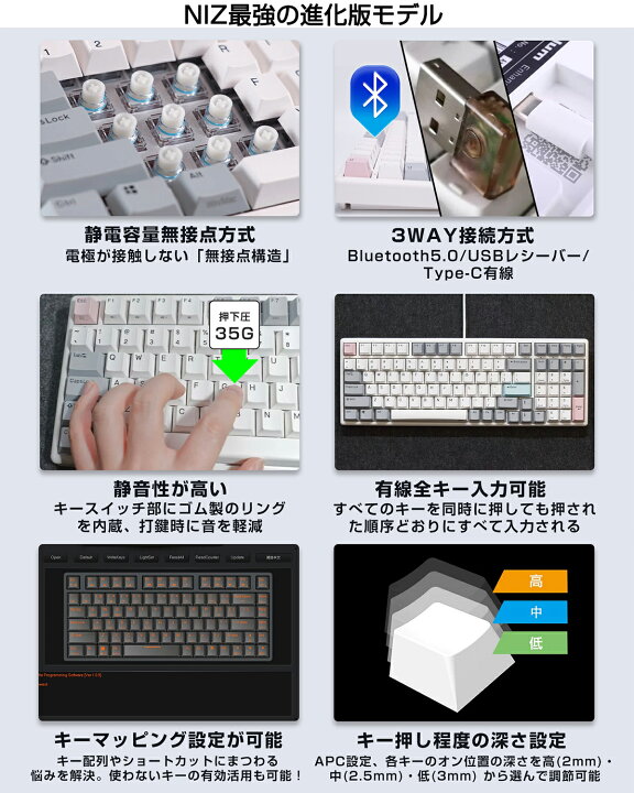 楽天市場】15%OFFクーポン!2NIZ 最強X99 Pro NiZ 静電容量無接点 
