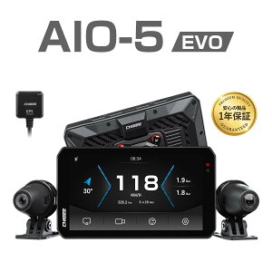 AIO-5 EVO �o�C�N �X�}�[�g���j�^�[ �h���C�u���R�[�_�[ �X�}�[�g�i�r�@�o�C�N �i�r�@���C�����XCarPlay Android Auto�Ή� �O��2�J���� �h���C�u���R�[�_�[ BSD ���p���m 5�C���` �h�� ���ԊĎ� CHIGEE A